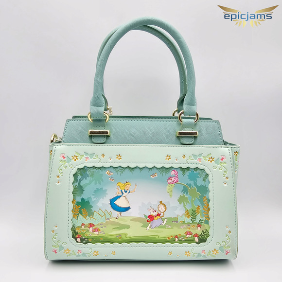 Loungefly Disney Alice in Wonderland Scenic Green Crossbody Handbag Purse Bag - Picture 1 of 9